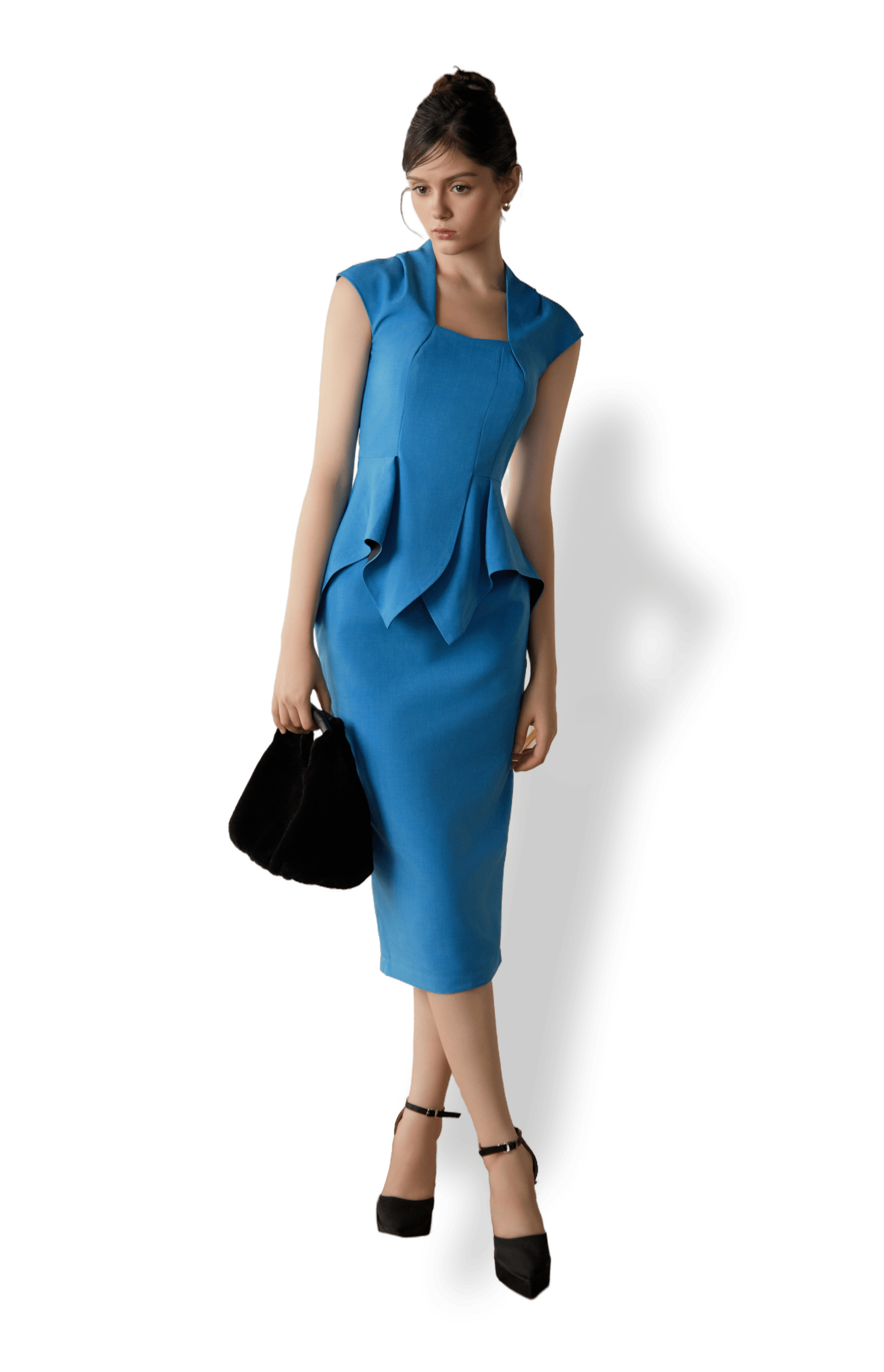 woman blue dress